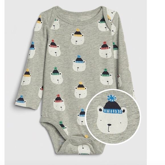 NWT GAP Baby Grey W/Polar Bear Print Bodysuit & Pull-On Pants - SIZE 3-6M - Picture 5 of 10